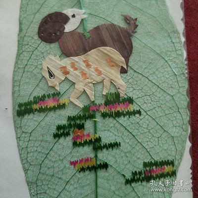 葉脈+麥秸畫(huà)藝術(shù)書(shū)簽(手工制作七八十年代出口創(chuàng)匯產(chǎn)品)